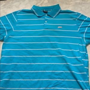 Teal & Pink Striped Le Tigre XL Short Sleeve Polo